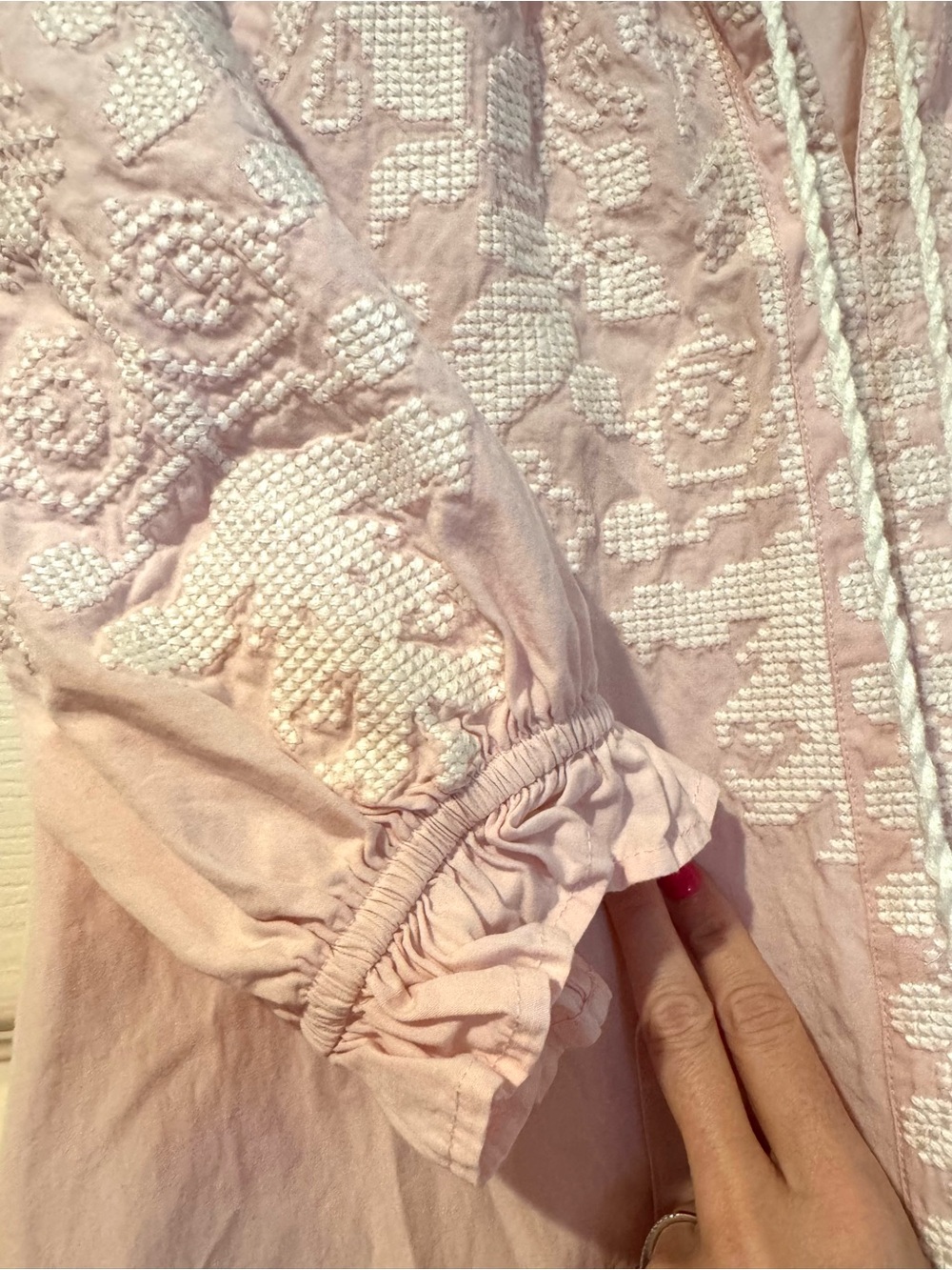Julia Amory Embroidered Cotton Coatue Resort Maxi Dress Ballet Pink Size Small - Picture 8 of 16